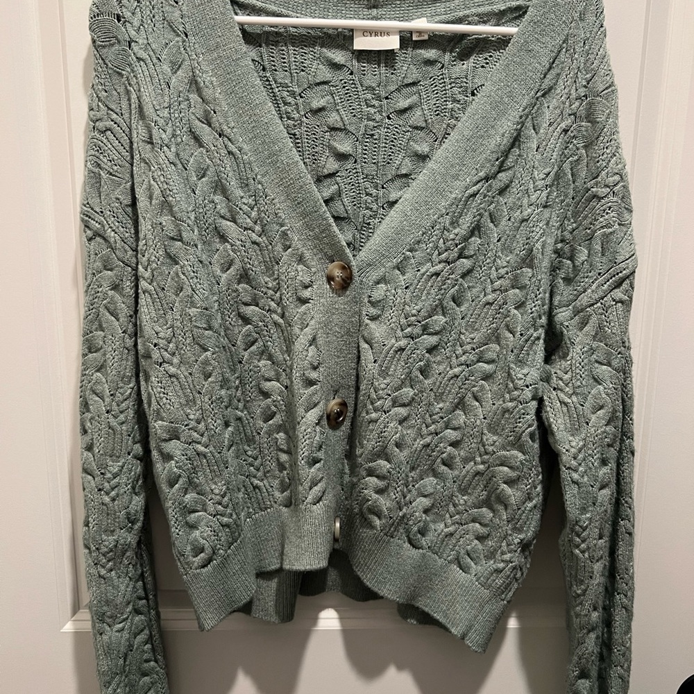 Cyrus Textured Knit Cardigan - Sage Green